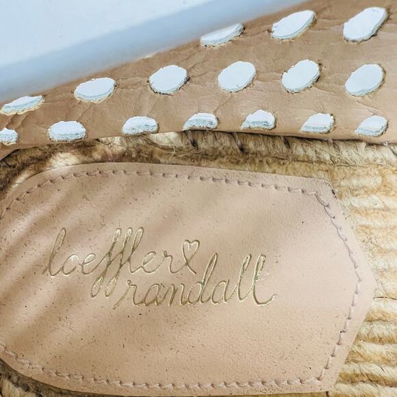 Loeffler Randall Leather Perforated Slip On Espadrille White Black Cap Toe - 9B - Picture 7 of 7